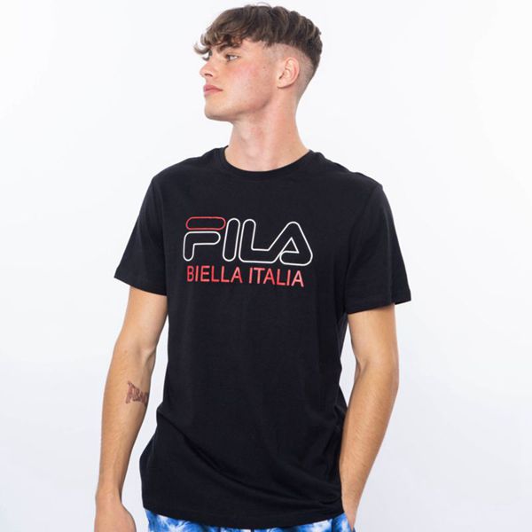 Fila Men's Biella T-Shirt - Black | UK-238GYXRFU